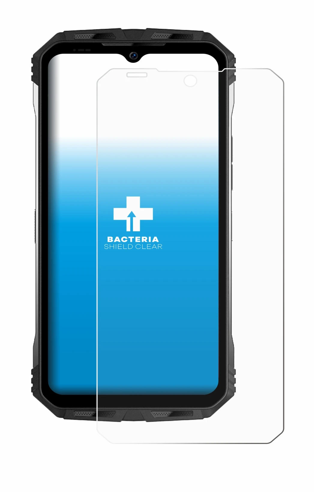 Imagen del dispositivo Doogee S100 con una amplia variedad de protectores de pantalla.