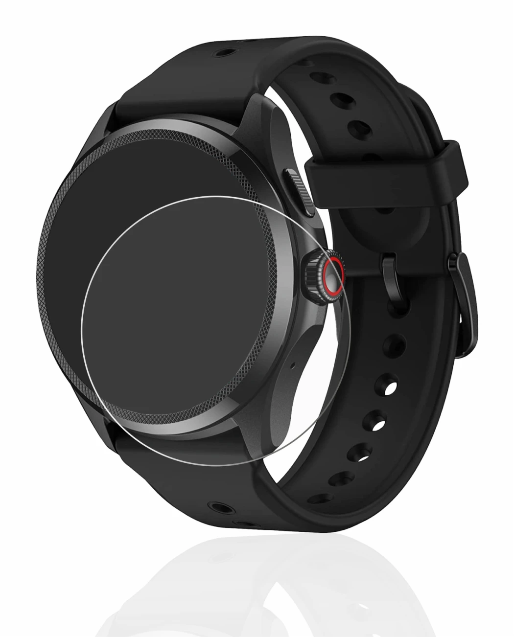 Imagen del dispositivo Mobvoi TicWatch Pro 5 con una amplia variedad de protectores de pantalla.