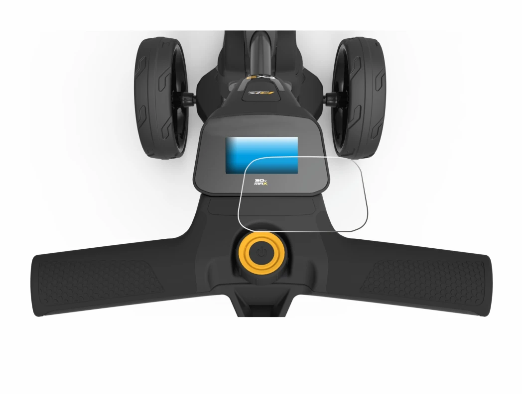 Imagen del dispositivo PowaKaddy FX3 con una amplia variedad de protectores de pantalla.