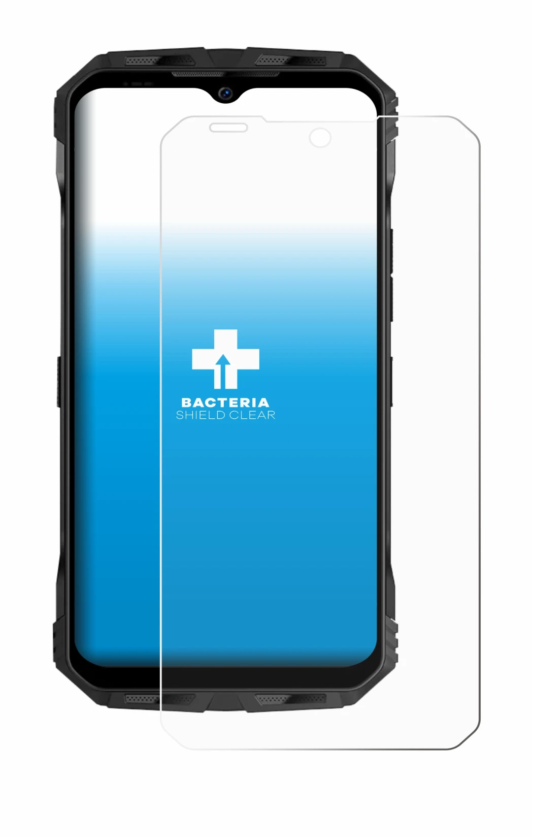 Imagen del dispositivo Doogee V Max con una amplia variedad de protectores de pantalla.