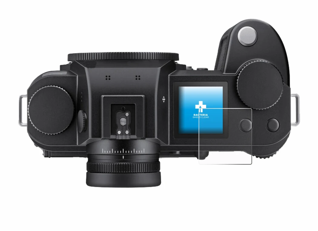 Imagen del dispositivo Leica SL3 (pantalla de hombro) con una amplia variedad de protectores de pantalla.