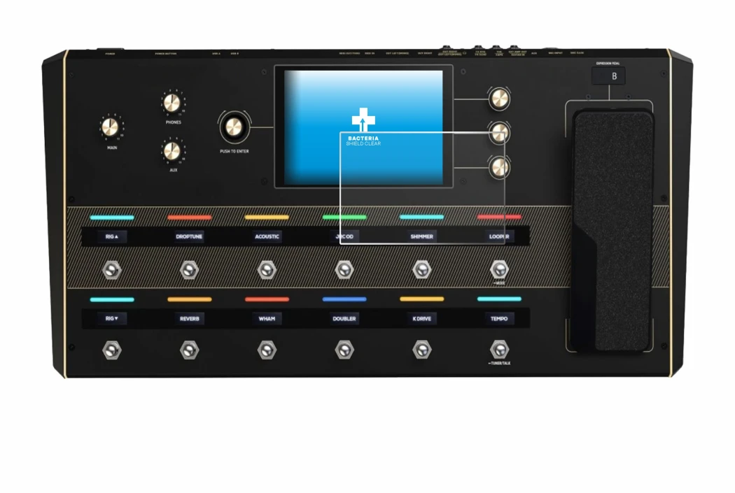 Imagen del dispositivo Headrush Prime con una amplia variedad de protectores de pantalla.