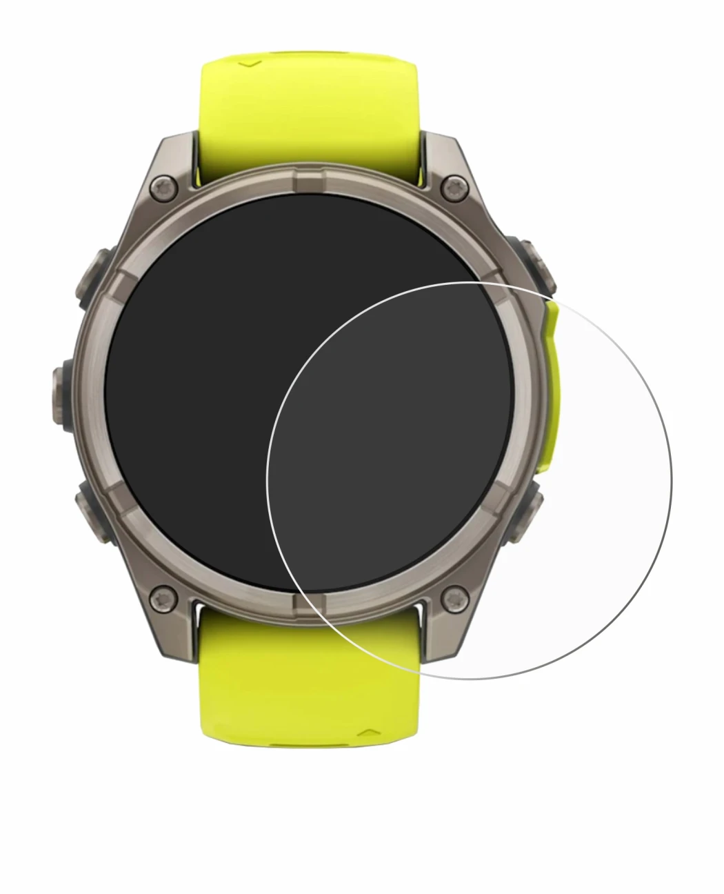 Imagen del dispositivo Garmin Fenix 8 Solar (47 mm) con una amplia variedad de protectores de pantalla.