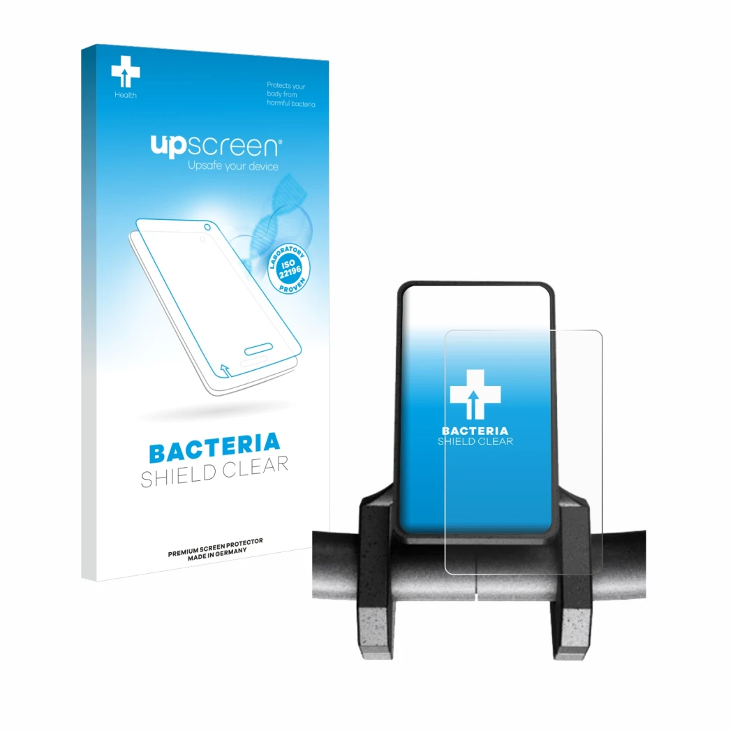 Parte frontal de un envase de producto con el logotipo de la marca upscreen. Al lado se muestra el dispositivo Joyor S8-S V1 c