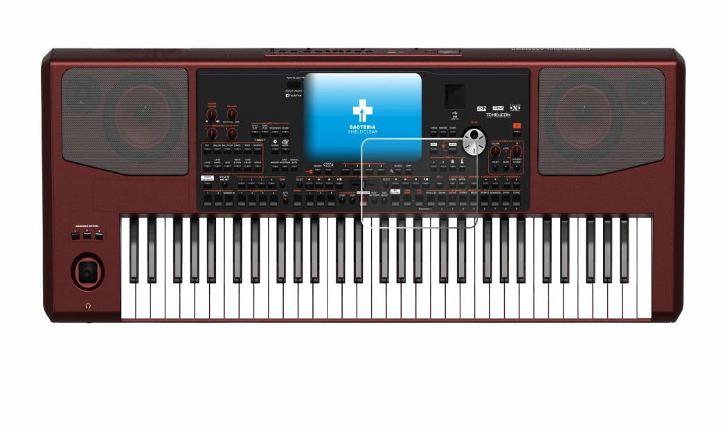 Imagen del dispositivo KORG Pa700 con una amplia variedad de protectores de pantalla.