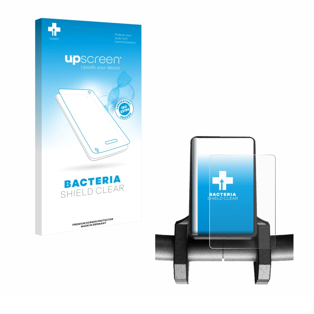 Parte frontal de un envase de producto con el logotipo de la marca upscreen. Al lado se muestra el dispositivo Joyor S10-S V2 