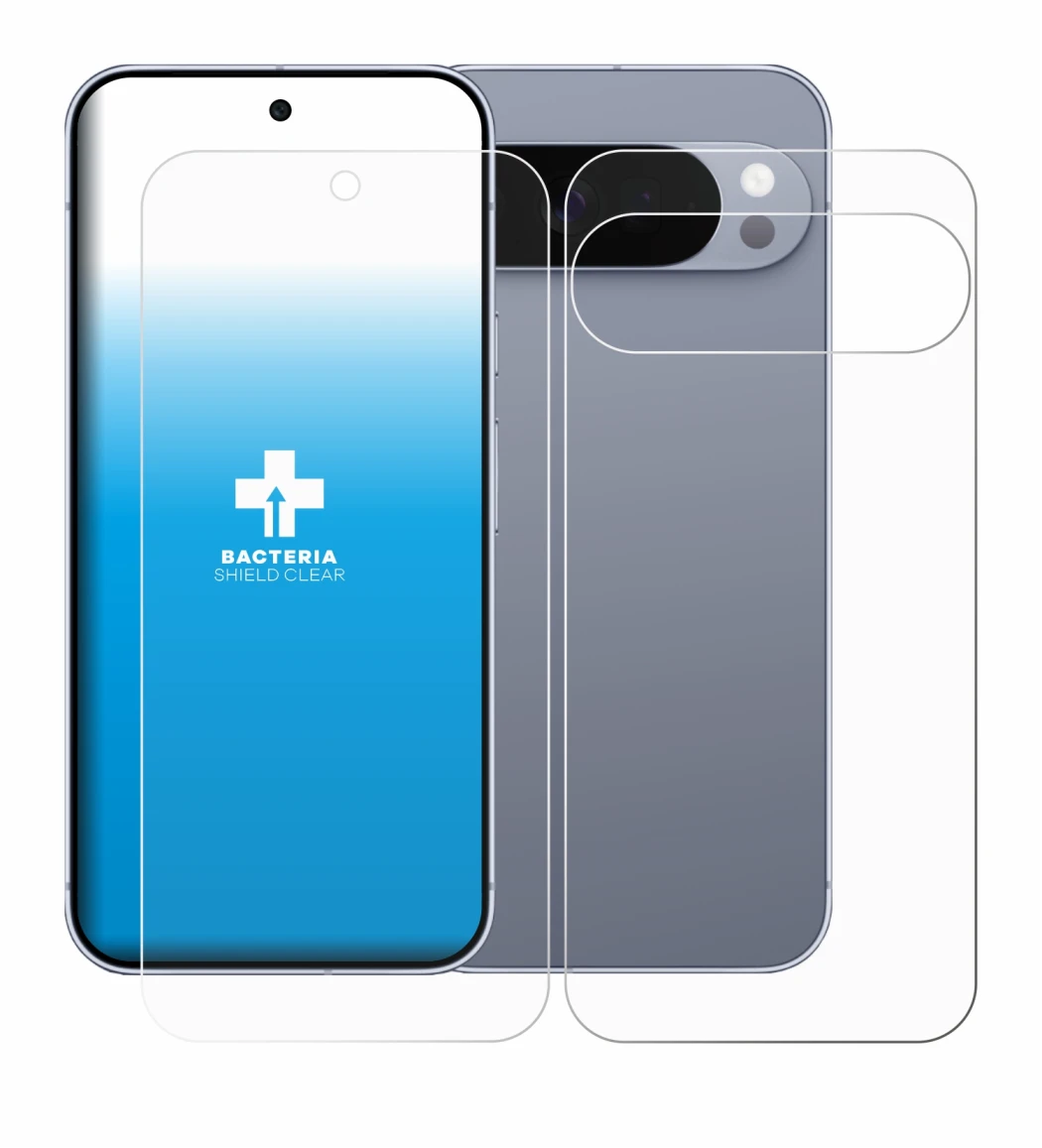 Imagen del dispositivo Google Pixel 10 Pro XL (Frontal+Trasero) con una amplia variedad de protectores de pantalla.