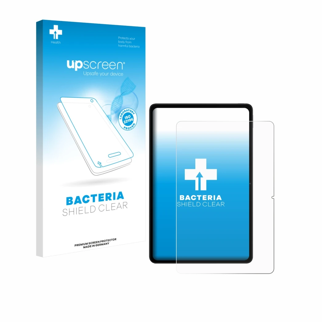 Parte frontal de un envase de producto con el logotipo de la marca upscreen. Al lado se muestra el dispositivo Xiaomi Redmi Pa