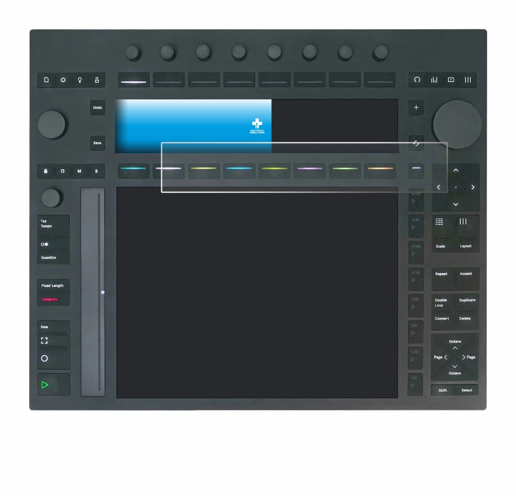 Imagen del dispositivo Ableton Push 3 con una amplia variedad de protectores de pantalla.