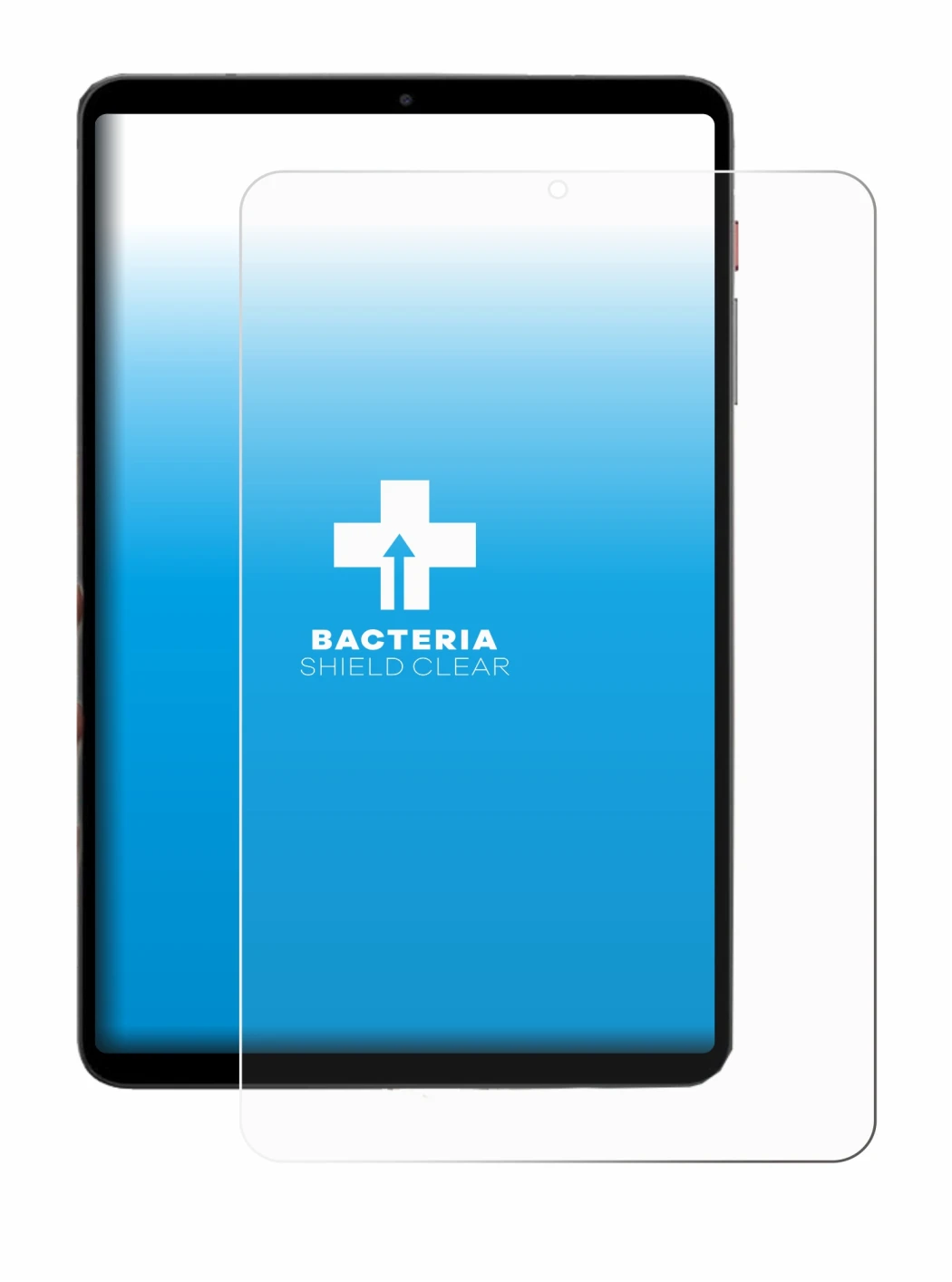 Imagen del dispositivo BNCF BPad T1 con una amplia variedad de protectores de pantalla.