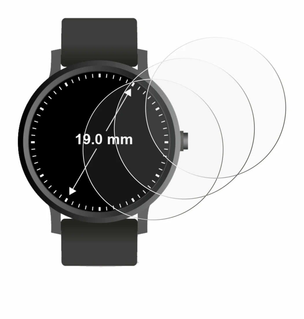 Imagen del dispositivo Relojes (Circular, ø: 19 mm) con una amplia variedad de protectores de pantalla.