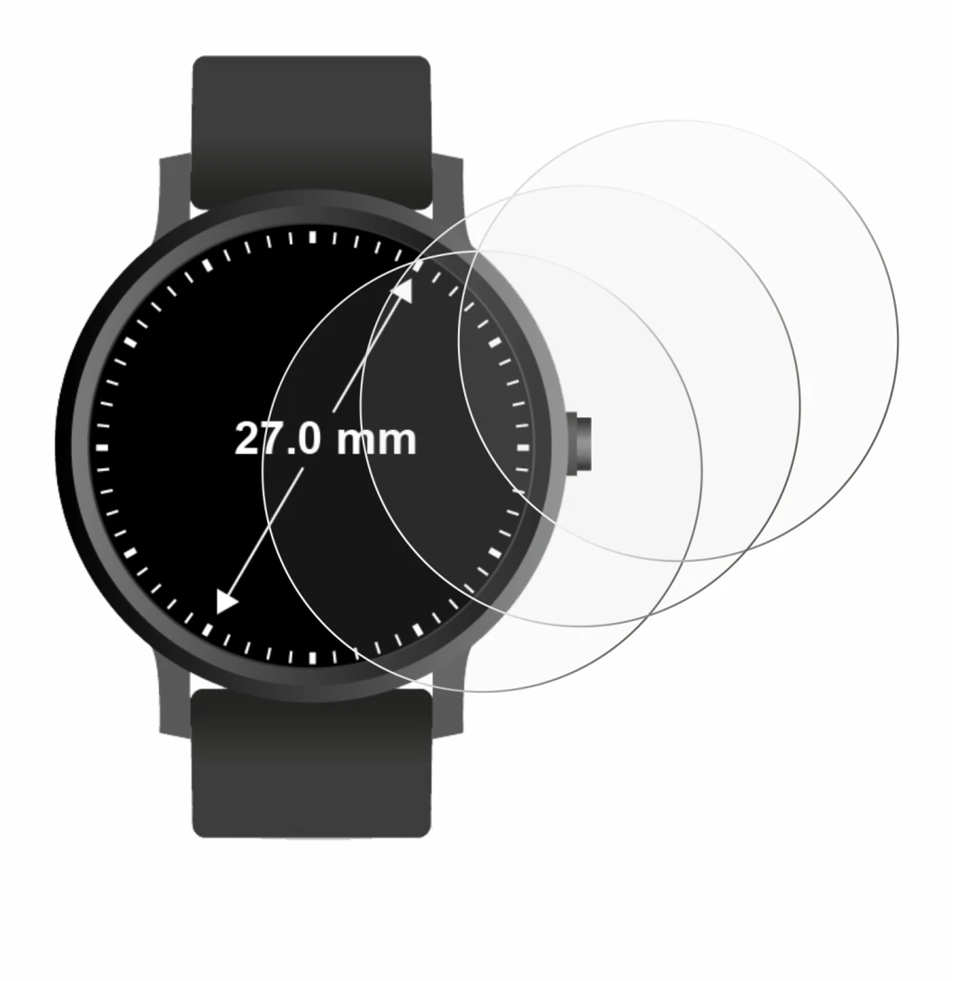 Imagen del dispositivo Relojes (Circular, ø: 27 mm) con una amplia variedad de protectores de pantalla.
