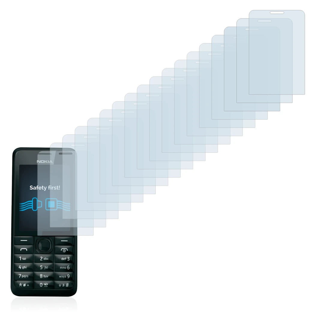 Imagen del dispositivo Nokia 301 con una amplia variedad de protectores de pantalla.