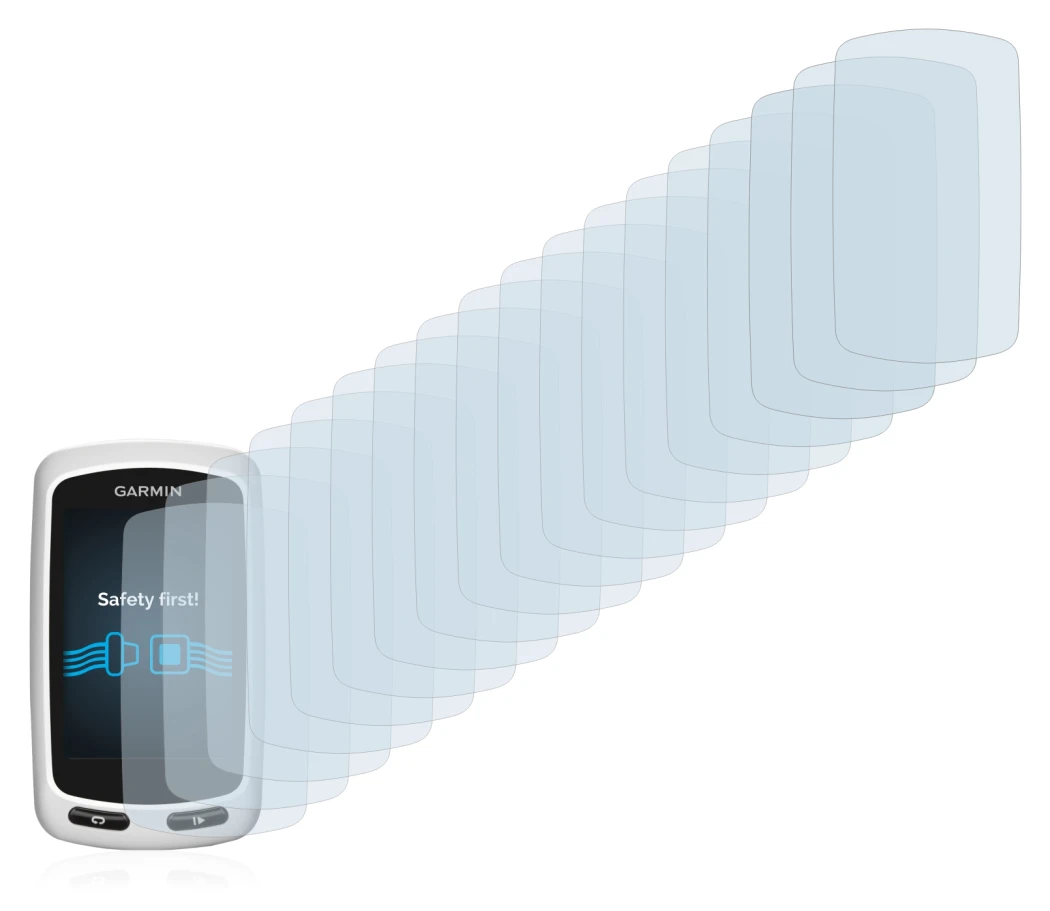 Imagen del dispositivo Garmin Edge Touring Plus con una amplia variedad de protectores de pantalla.