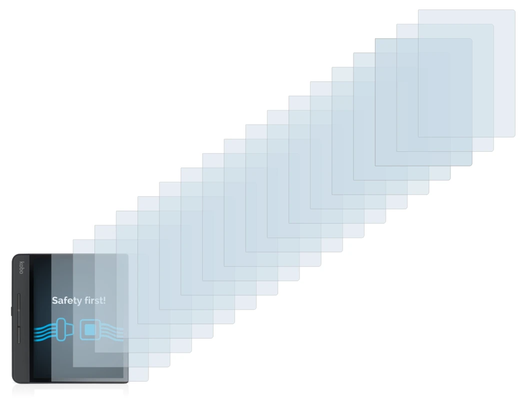 Imagen del dispositivo Kobo Forma con una amplia variedad de protectores de pantalla.