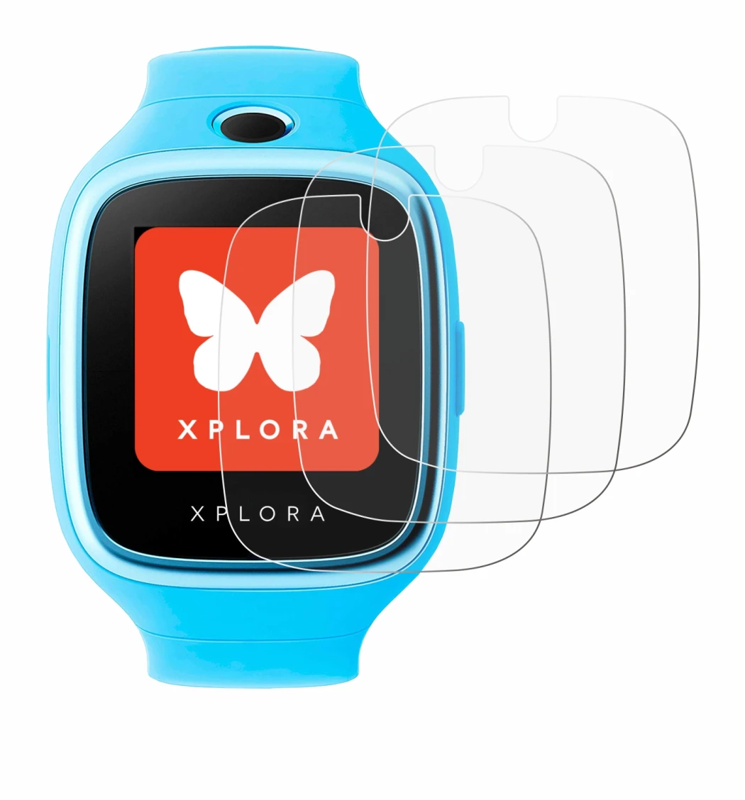 Imagen del dispositivo Xplora Go con una amplia variedad de protectores de pantalla.