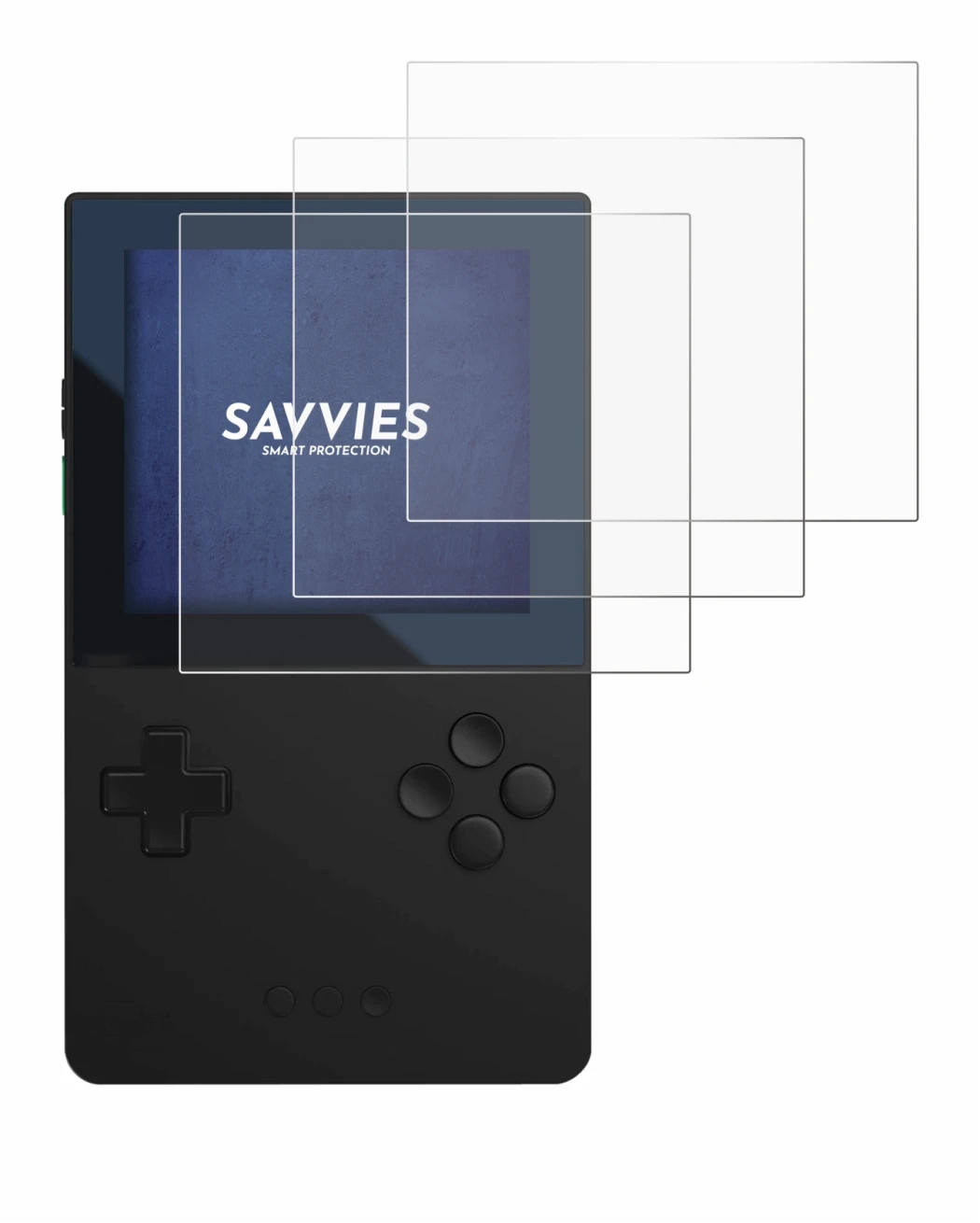 Imagen del dispositivo Analogue Pocket con una amplia variedad de protectores de pantalla.