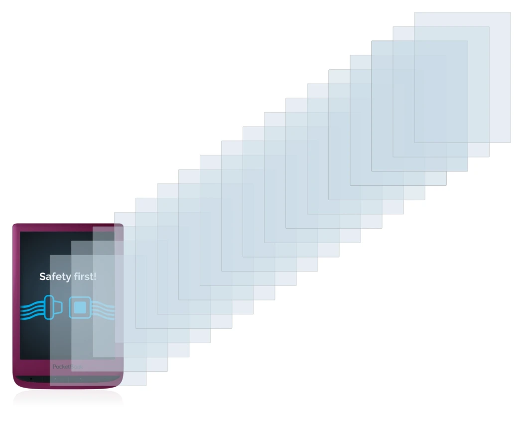 Imagen del dispositivo PocketBook Touch Lux 5 con una amplia variedad de protectores de pantalla.