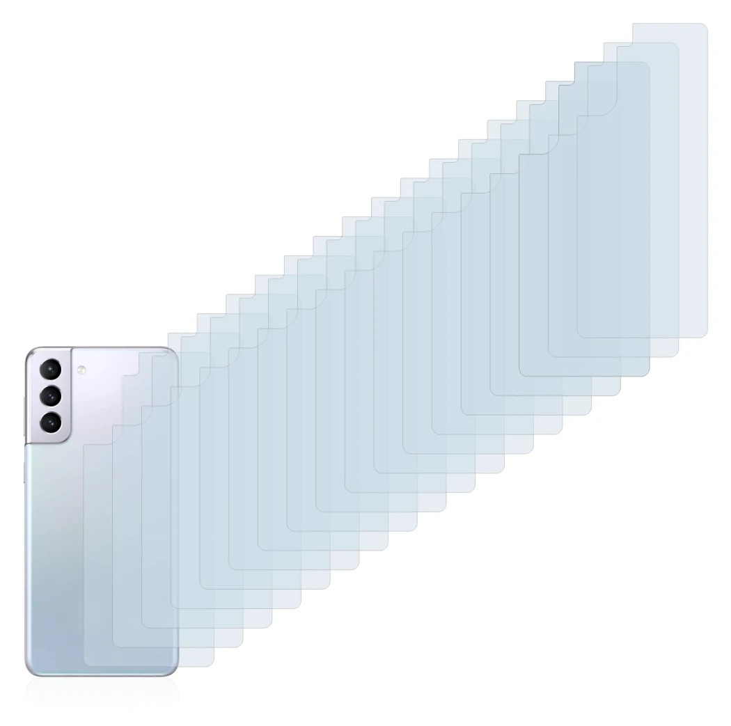 Imagen del dispositivo Samsung Galaxy S21 (Trasero) con una amplia variedad de protectores de pantalla.