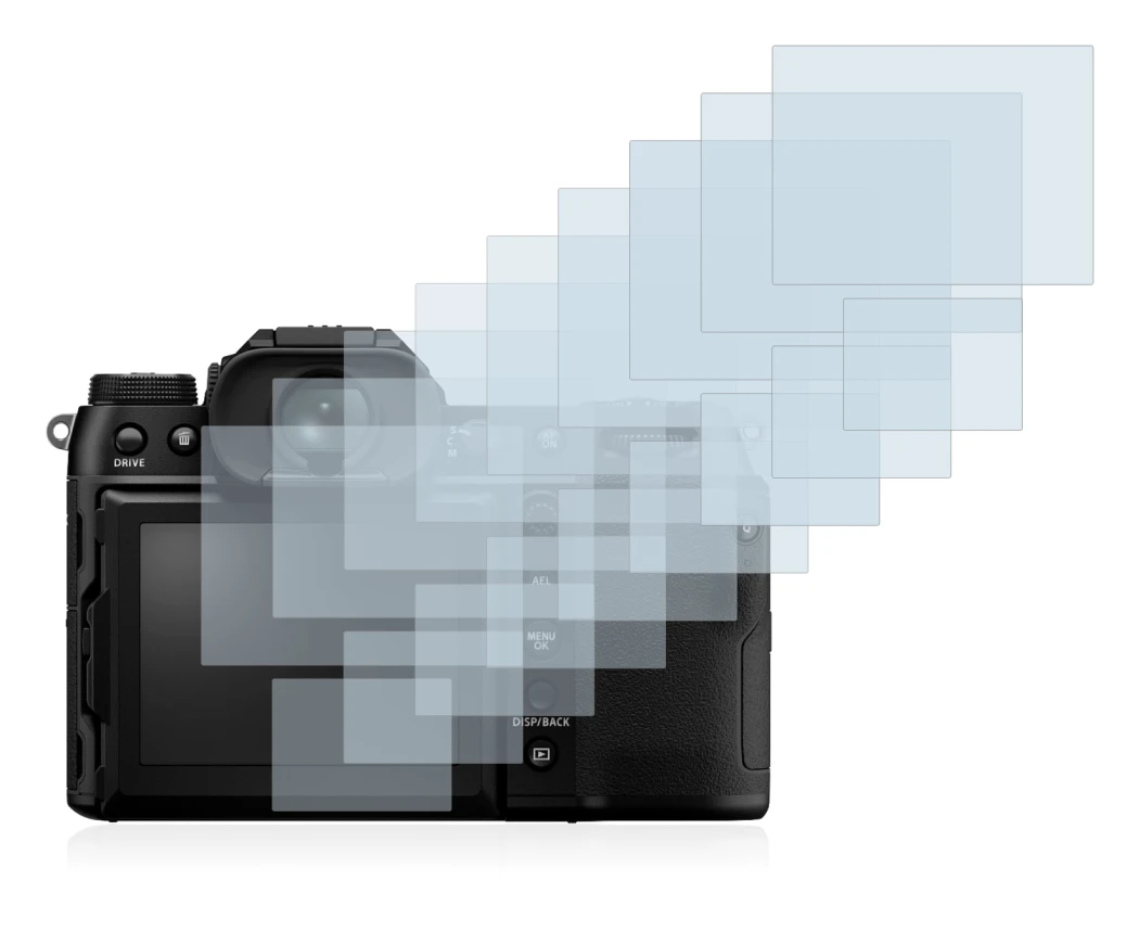 Imagen del dispositivo Fujifilm GFX100S con una amplia variedad de protectores de pantalla.
