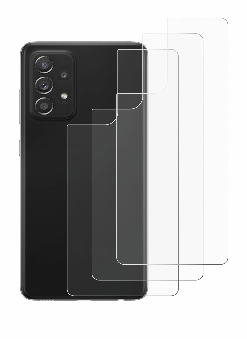 Imagen del dispositivo Samsung Galaxy A52s 5G (Trasero) con una amplia variedad de protectores de pantalla.
