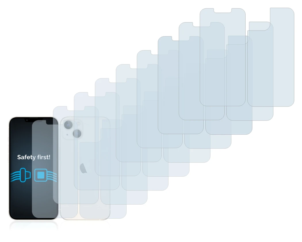 Imagen del dispositivo Apple iPhone 13 (Frontal+Trasero) con una amplia variedad de protectores de pantalla.