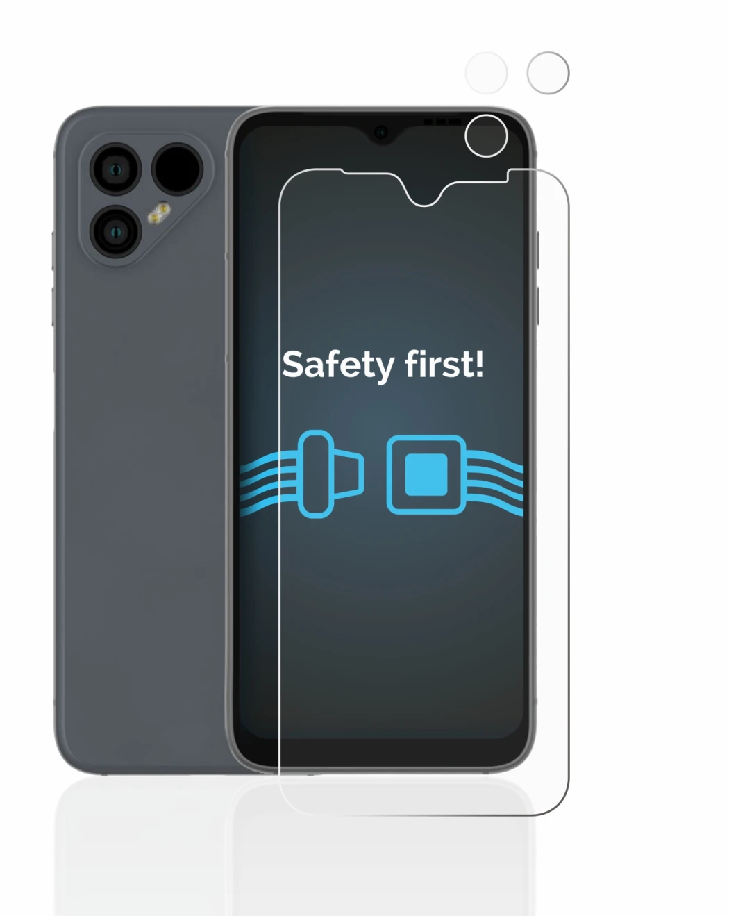 Imagen del dispositivo Fairphone 4 (Frontal+Cámara) con una amplia variedad de protectores de pantalla.