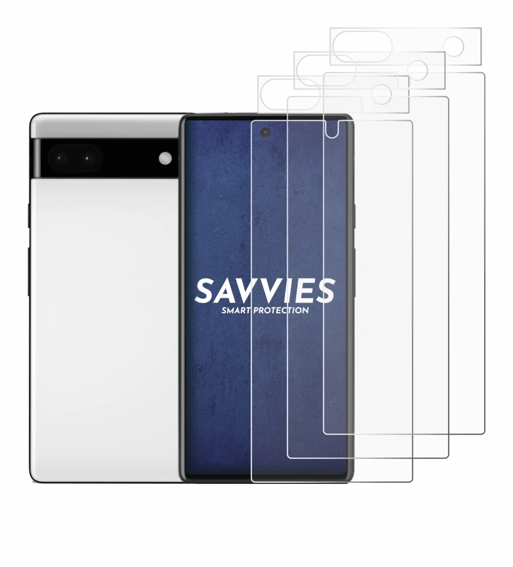 Imagen del dispositivo Google Pixel 6a (Frontal+Cámara) con una amplia variedad de protectores de pantalla.