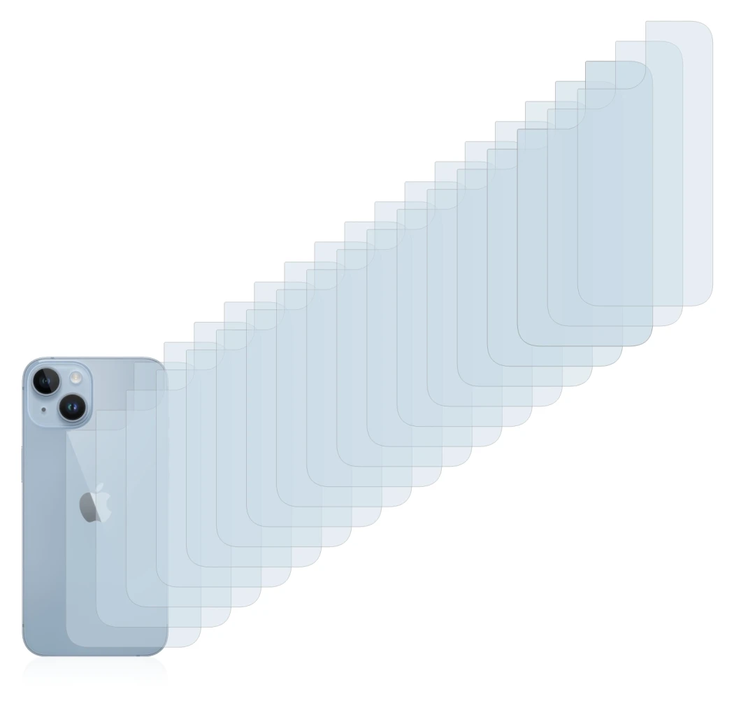 Imagen del dispositivo Apple iPhone 14 (Trasero) con una amplia variedad de protectores de pantalla.