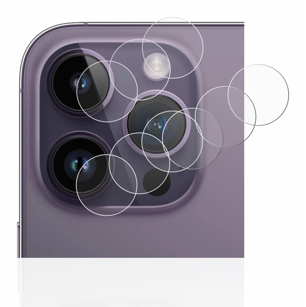 Imagen del dispositivo Apple iPhone 14 Pro (SÓLO Cámara) con una amplia variedad de protectores de pantalla.