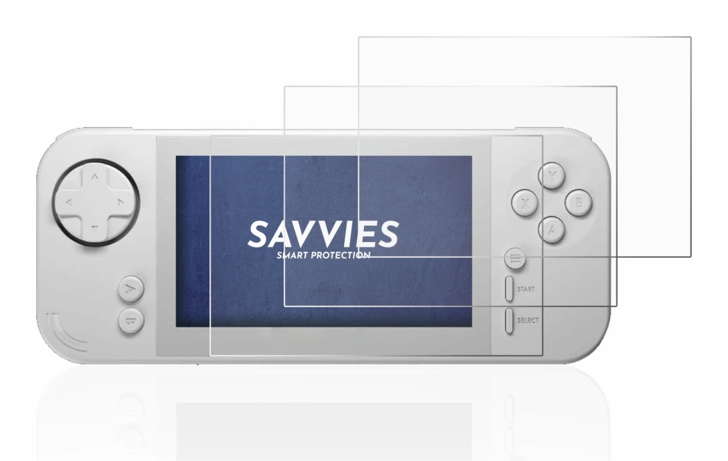 Imagen del dispositivo Evercade EXP con una amplia variedad de protectores de pantalla.