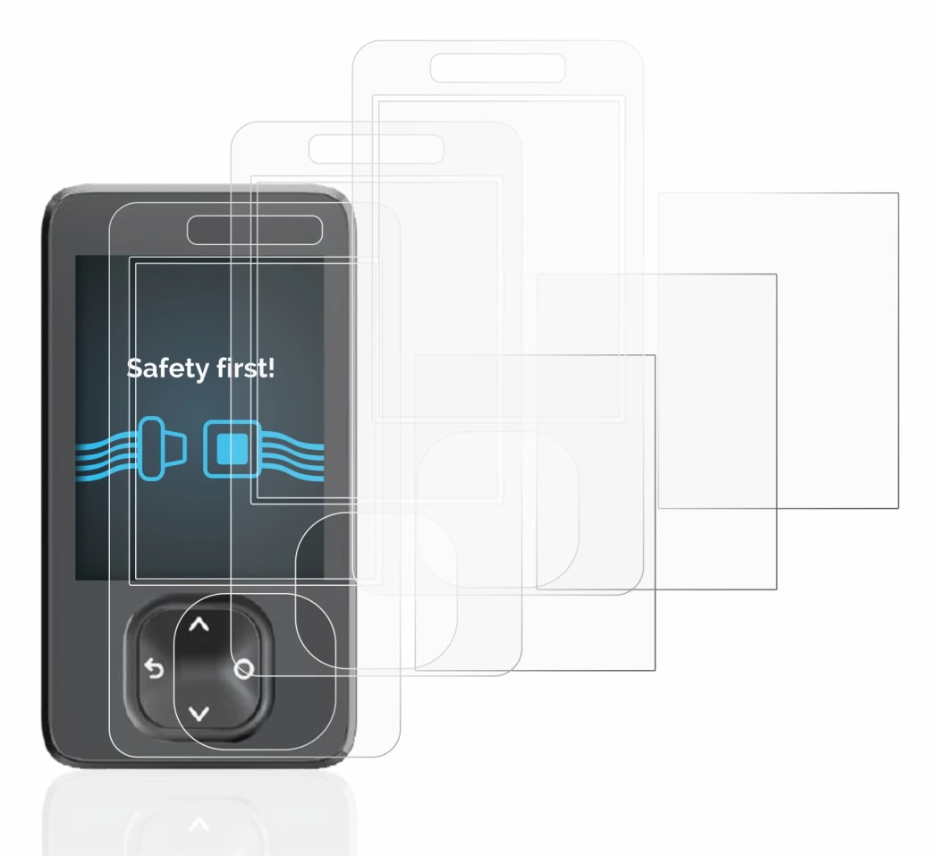 Imagen del dispositivo Dexcom G7 CGM con una amplia variedad de protectores de pantalla.
