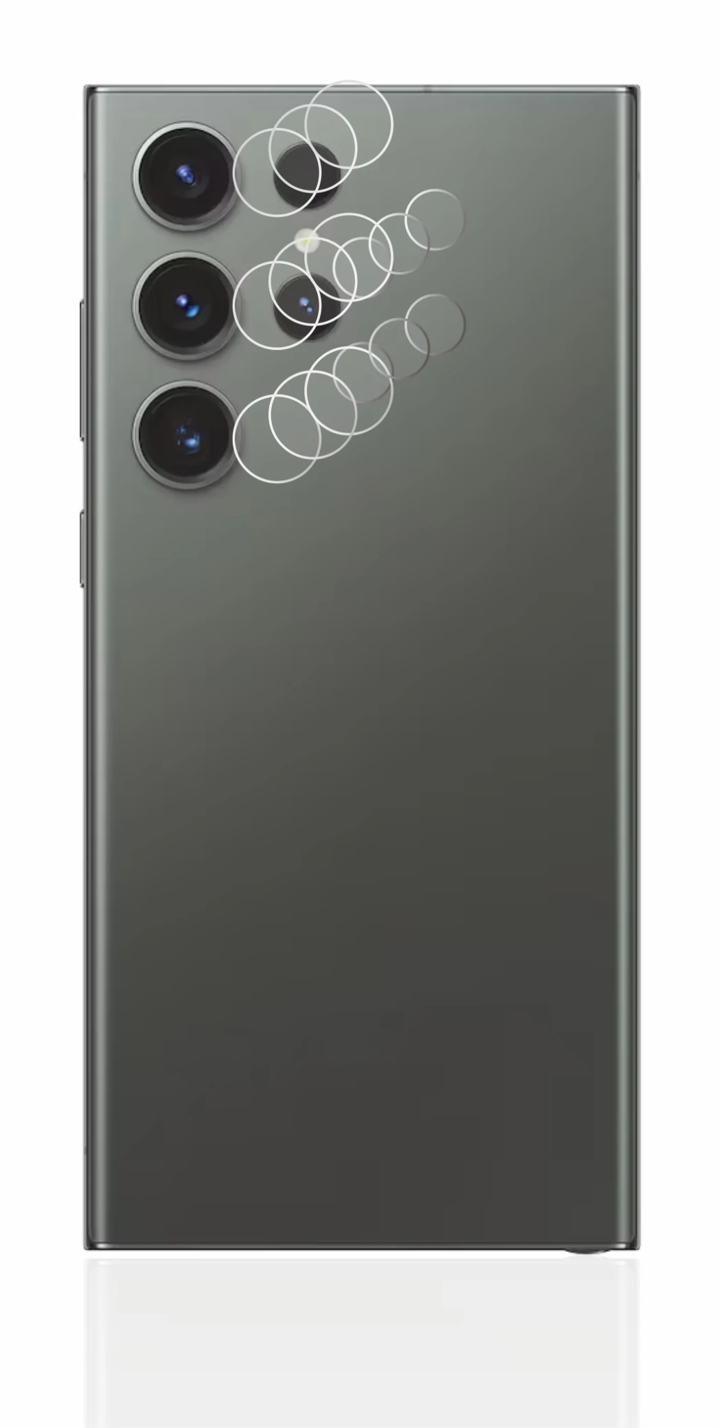 Imagen del dispositivo Samsung Galaxy S23 Ultra (SÓLO Cámara) con una amplia variedad de protectores de pantalla.