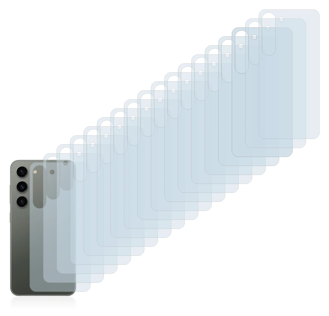 Imagen del dispositivo Samsung Galaxy S23 (Trasero) con una amplia variedad de protectores de pantalla.
