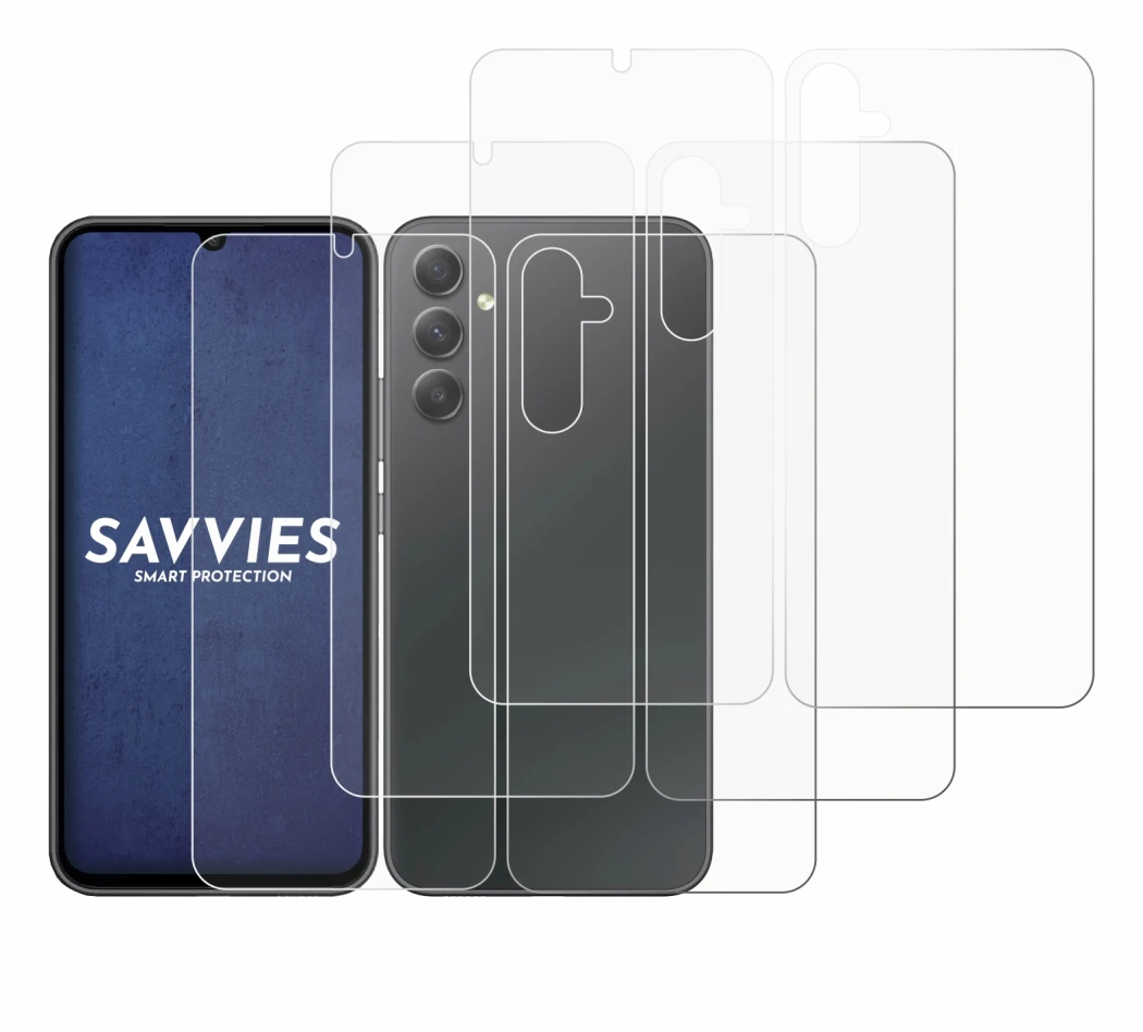 Imagen del dispositivo Samsung Galaxy A34 5G (Frontal+Trasero) con una amplia variedad de protectores de pantalla.