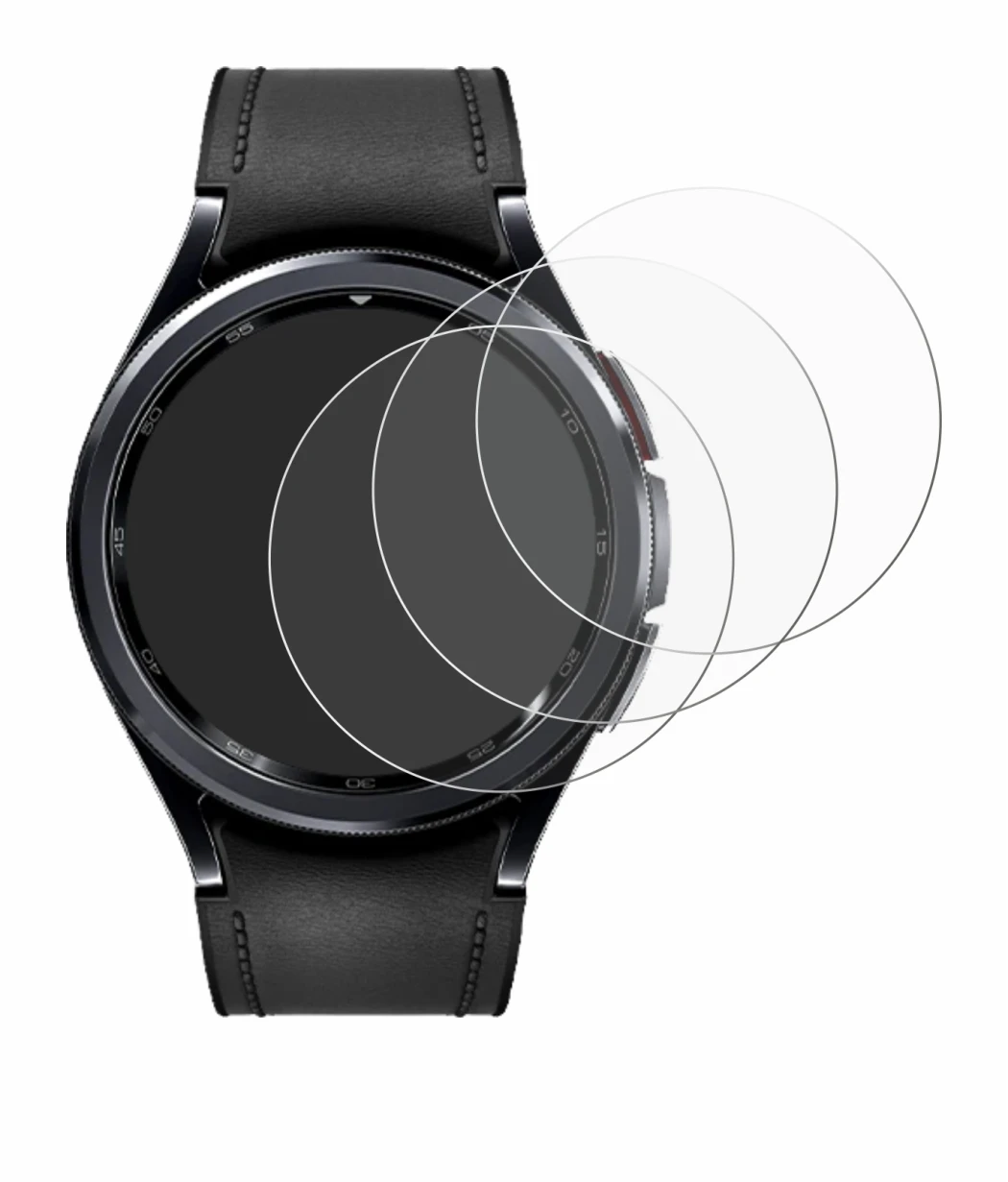 Imagen del dispositivo Samsung Galaxy Watch 6 Classic (47 mm) con una amplia variedad de protectores de pantalla.