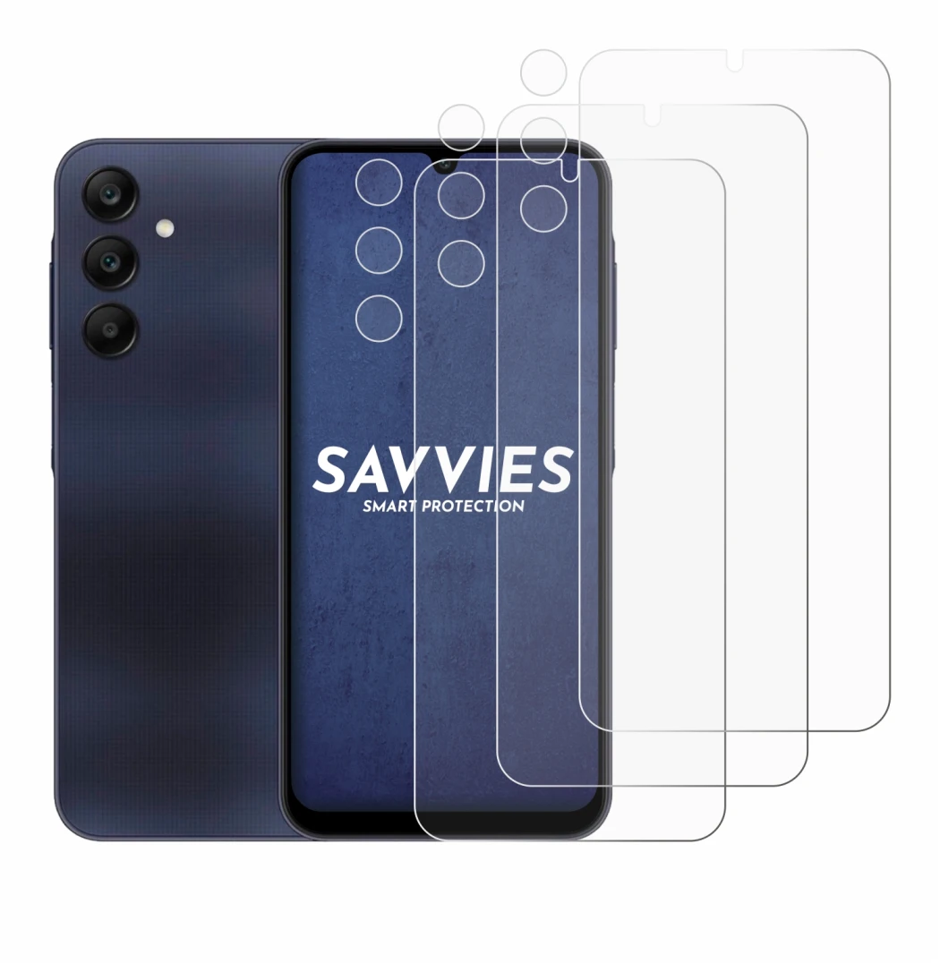 Imagen del dispositivo Samsung Galaxy A25 5G (Frontal+Cámara) con una amplia variedad de protectores de pantalla.
