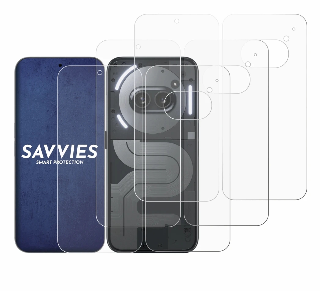 Imagen del dispositivo Nothing Phone (2a) Plus (Frontal+Trasero) con una amplia variedad de protectores de pantalla.