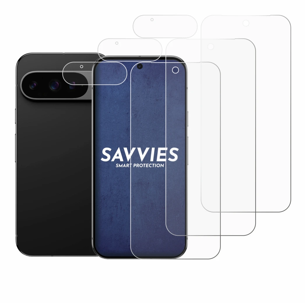 Imagen del dispositivo Google Pixel 9 Pro XL (Frontal+Cámara) con una amplia variedad de protectores de pantalla.