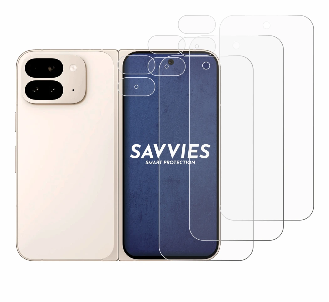 Imagen del dispositivo Google Pixel 9 Pro Fold (Frontal+Cámara) con una amplia variedad de protectores de pantalla.