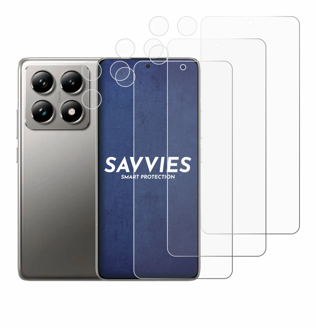 Imagen del dispositivo Xiaomi 14T Pro (Frontal+Cámara) con una amplia variedad de protectores de pantalla.