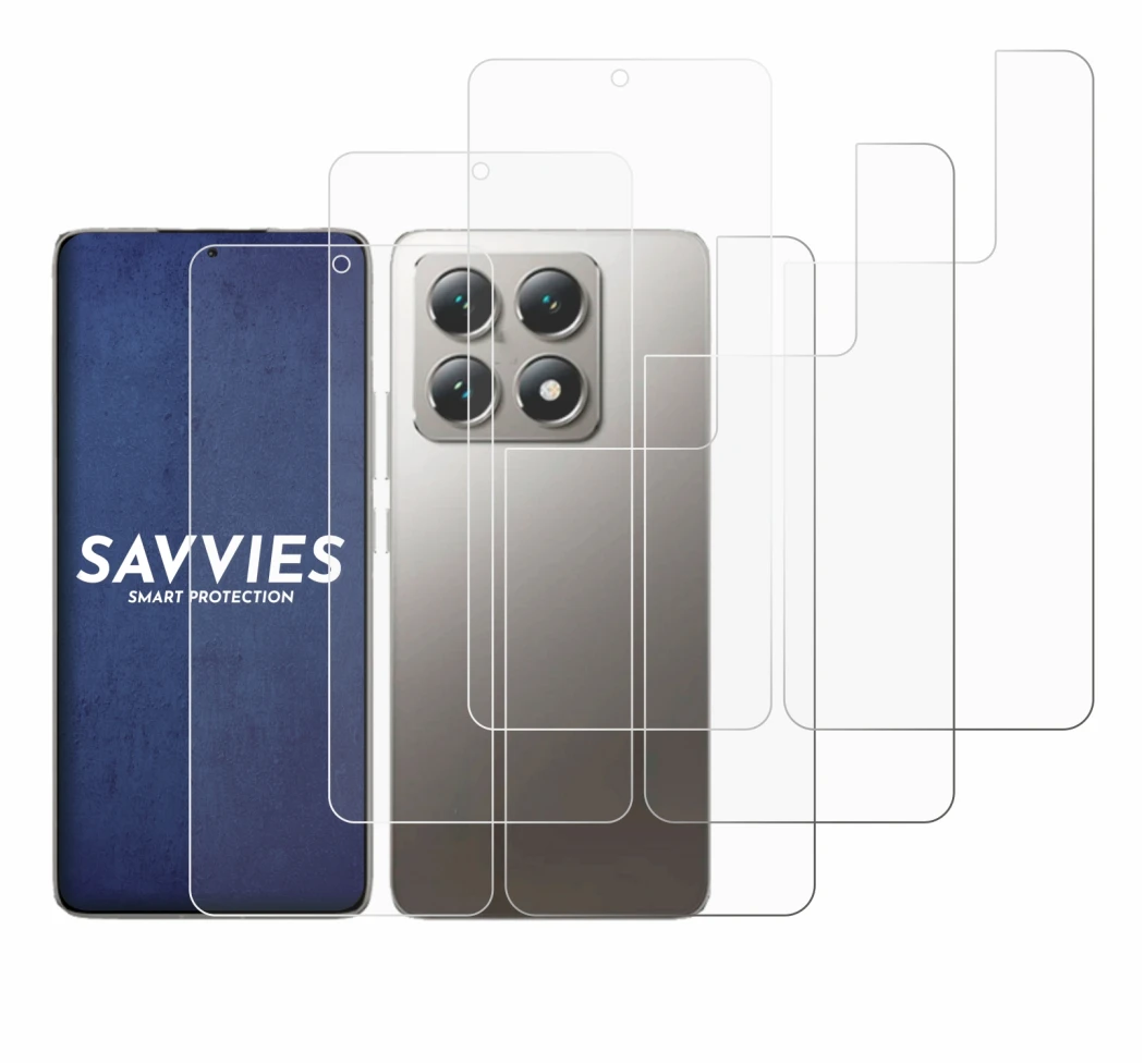 Imagen del dispositivo Xiaomi 14T (Frontal+Trasero) con una amplia variedad de protectores de pantalla.