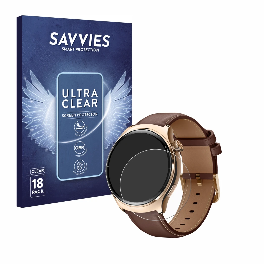 Parte frontal de un envase de producto con el logotipo de la marca Savvies. Al lado se muestra el dispositivo Xiaomi Mibro Lit