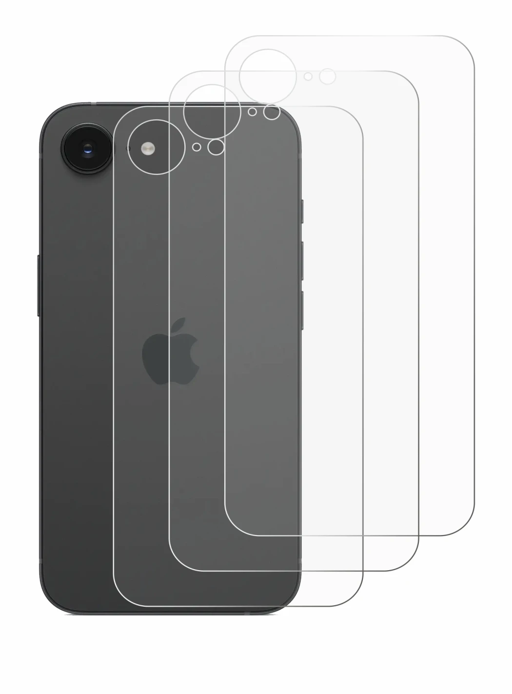 Imagen del dispositivo Apple iPhone 16e (Trasero) con una amplia variedad de protectores de pantalla.