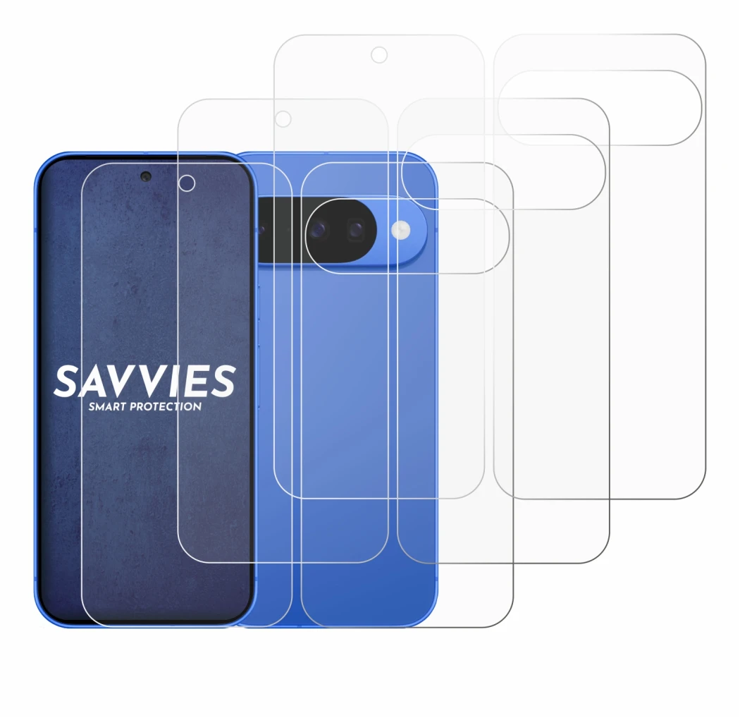 Imagen del dispositivo Google Pixel 10 (Frontal+Trasero) con una amplia variedad de protectores de pantalla.