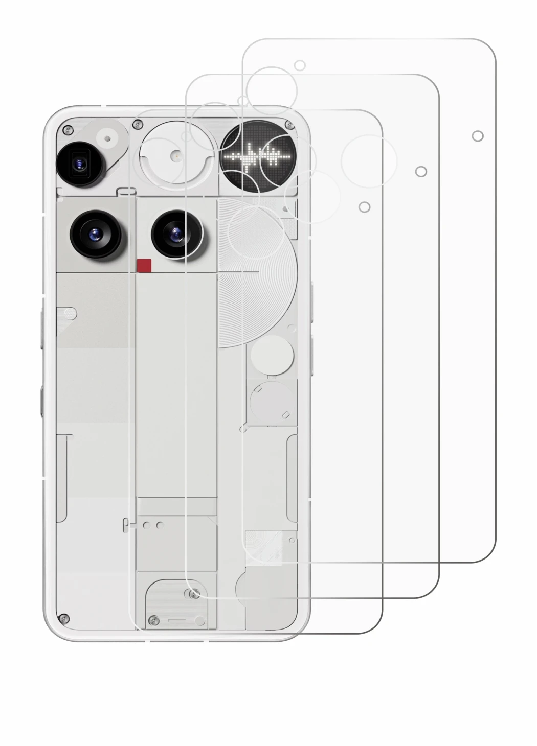 Imagen del dispositivo Nothing Phone (3) (Trasero) con una amplia variedad de protectores de pantalla.