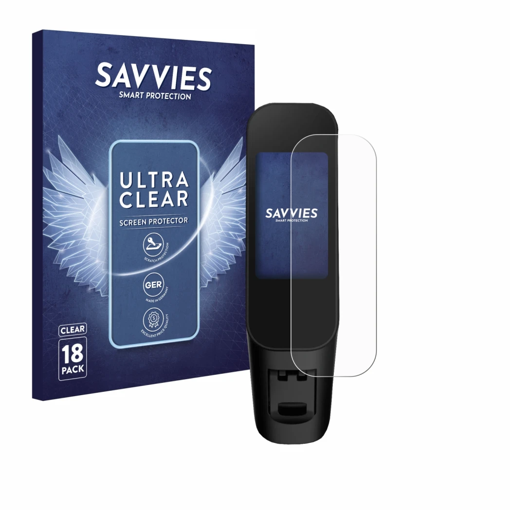 Parte frontal de un envase de producto con el logotipo de la marca Savvies. Al lado se muestra el dispositivo Xiaomi Electric 