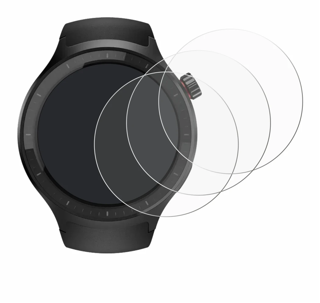 Imagen del dispositivo Motorola Moto Watch 2026 con una amplia variedad de protectores de pantalla.