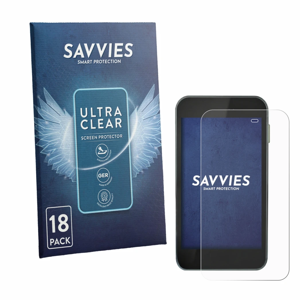Parte frontal de un envase de producto con el logotipo de la marca Savvies. Al lado se muestra el dispositivo Equil Patch 200U