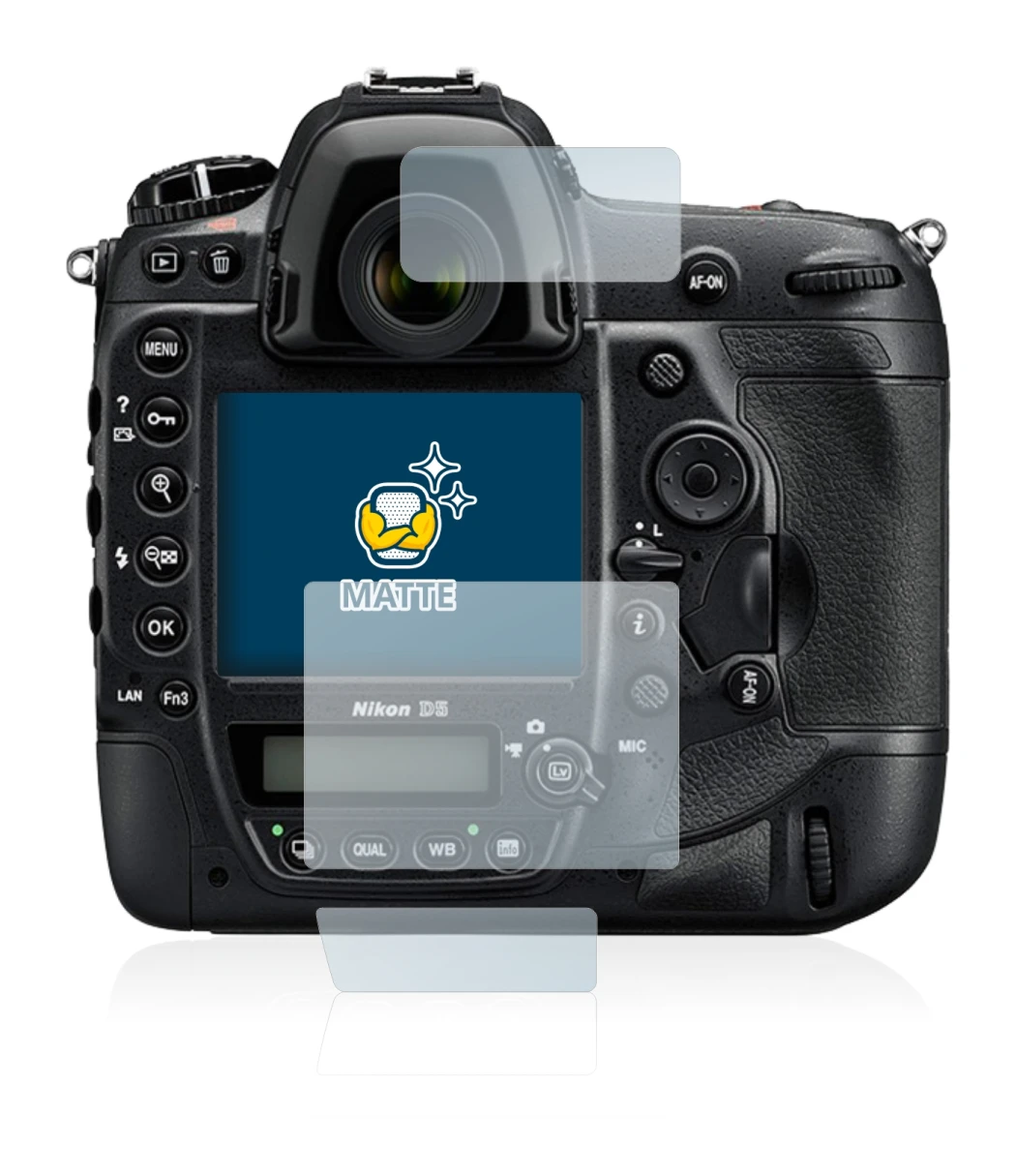 Imagen del dispositivo Nikon D5 con una amplia variedad de protectores de pantalla.